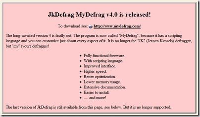 JkDefrag thumb1 Four Free Windows 7 ready defragmenter