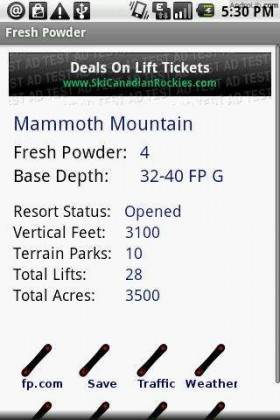 android apps games snow report fresh powder 280x420 Free Smartphone Apps For Winter Sports