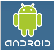The Android logo on a blue background, an introductory guide.