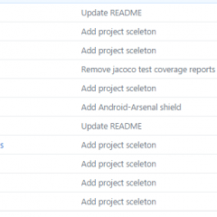 A screen shot capturing a list of project items.